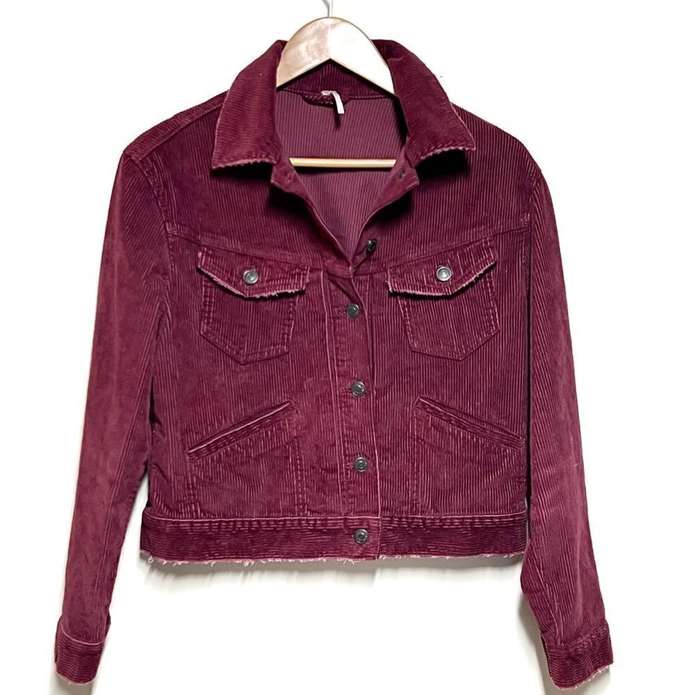 NWOT Free People Nelson Plum Corduroy Trucker Jacket Womens XS